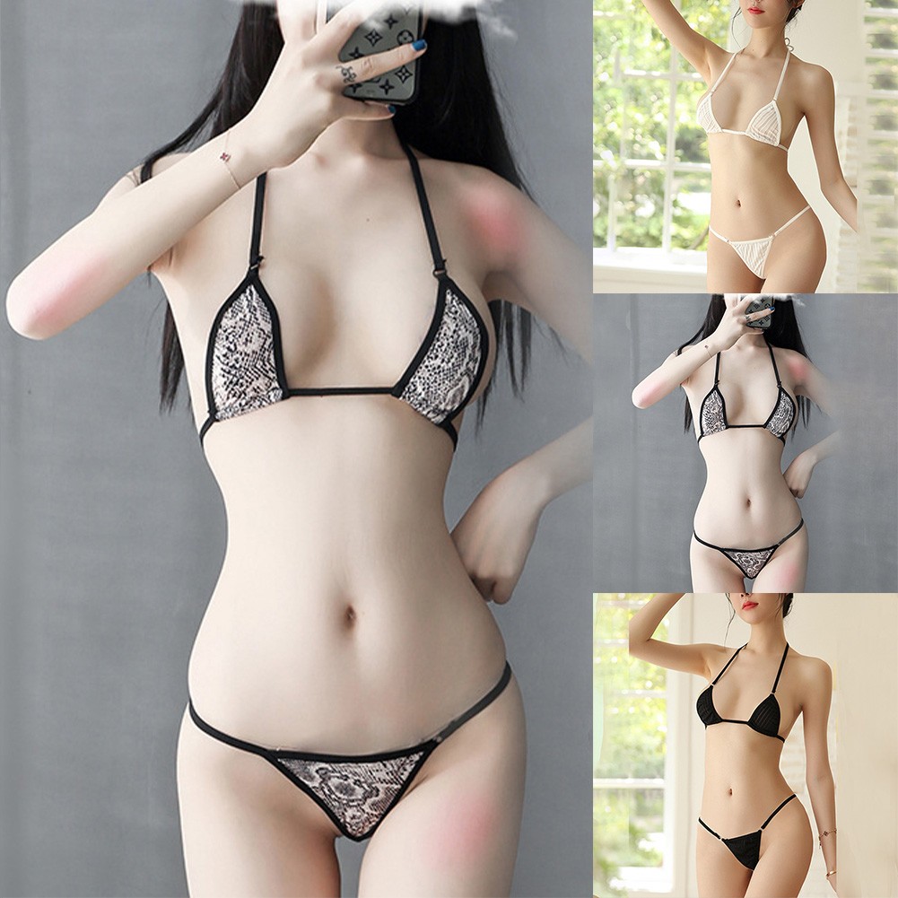 【BLUEHOPE】 Comfortable and Seductive Women's G String Bikini Set Swimwear Snake Print