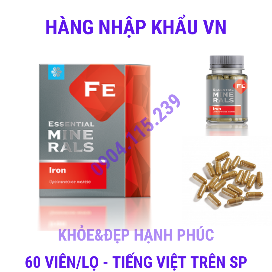 Thực phẩm bảo vệ sức khỏe Essential Minerals Iron – 60 viên/lọ