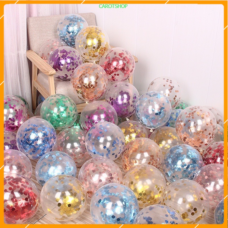 [DANANG]Bóng Trong Suốt Lồng Nhũ Sequin Size 12 Inch