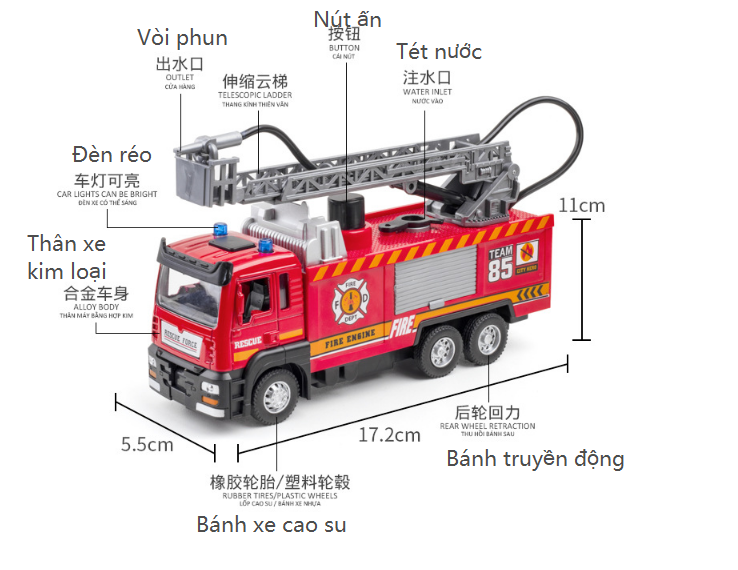Xe ô tô cứu hỏa phun nước thật