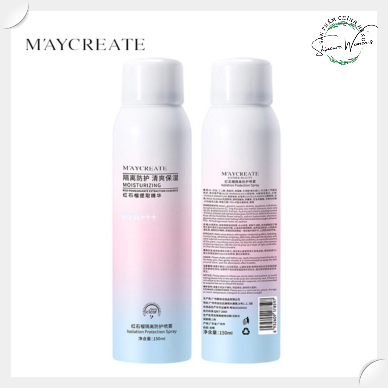 Xịt chống nắng MayCreate nâng tông 150ml