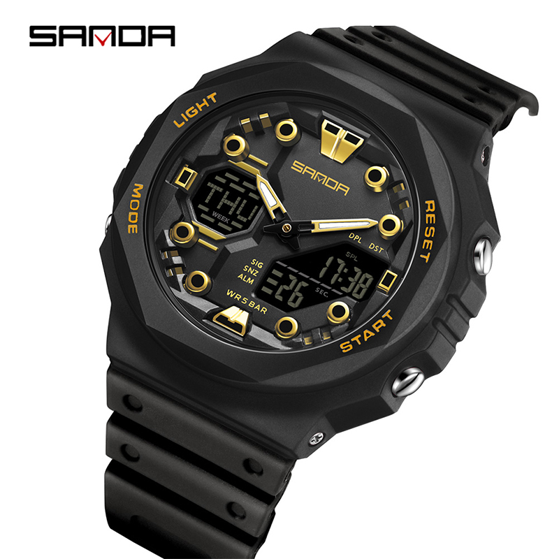 Sanda Large Dial Multifunctional Trendy Urban Outdoor Waterproof Sports Men's Watch SD6200-2.