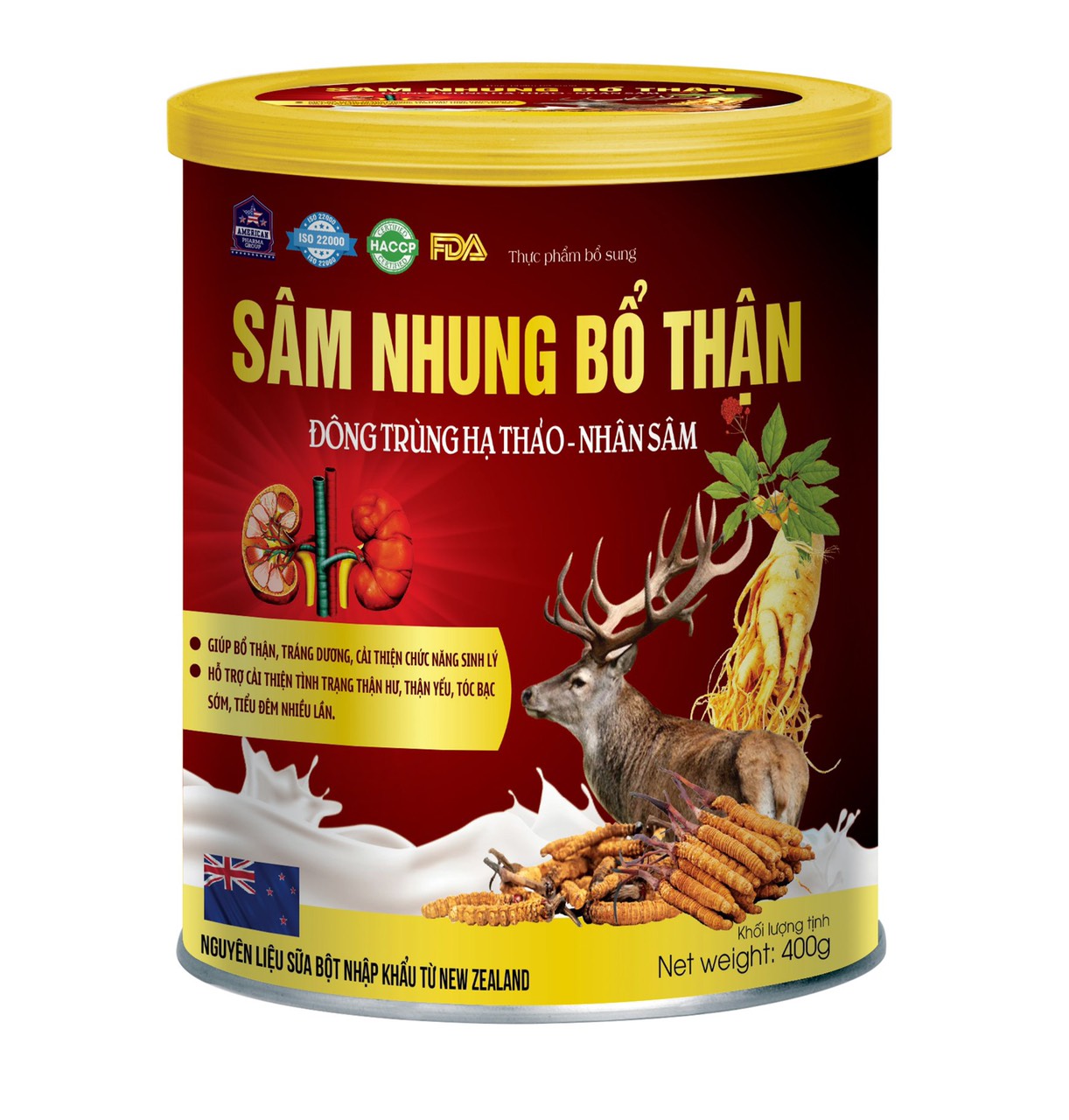 Sữa Bột Sâm Nhung Bổ Thận Đông Trùng Hạ Thảo Nhân Sâm Giúp Bổ Thận Tráng Dương Cải Thiện Chức Năng Sinh Lý Cải Thiện Tình Trạng Thận Hư Thận Yếu - Dược Phẩm Bách Lộc