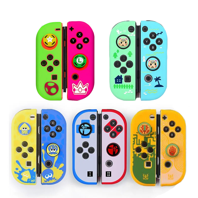 【Latest Style】 Silicone Soft Case with Thumb Grip for Nintendo Switch OLED Joy-Con Controller Protection