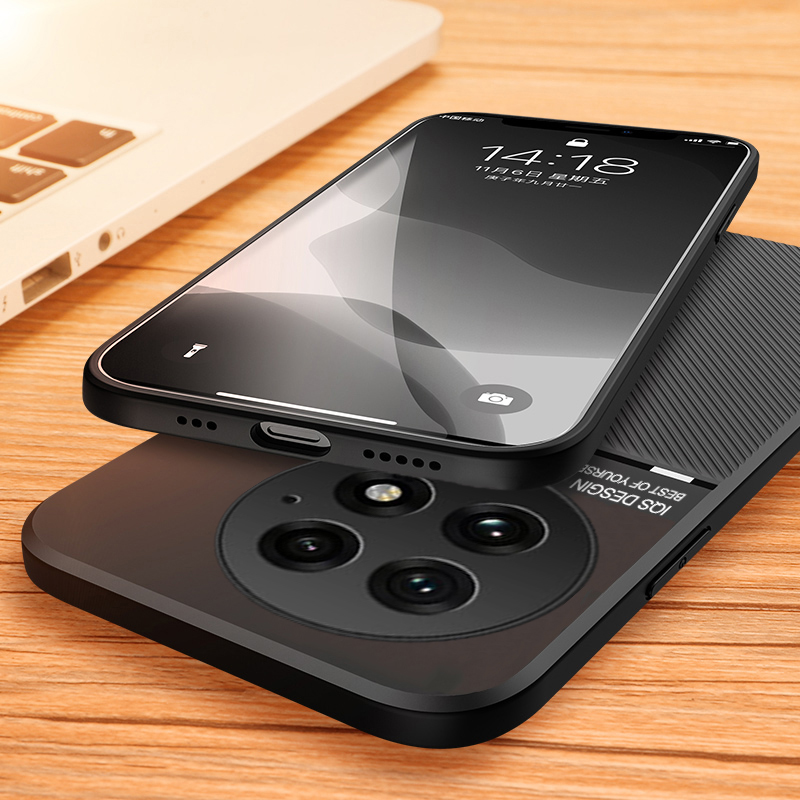 New Phone case OnePlus13 Back cover Rough Cross Patterned Magnetic Soft Silicone Leather for OnePlus 13 case.