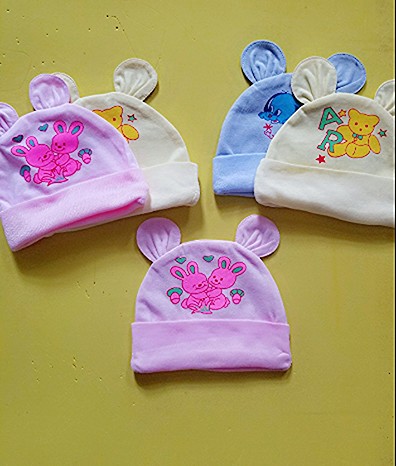 Combo 5 nón sơ sinh cotton cho bé tai thỏ