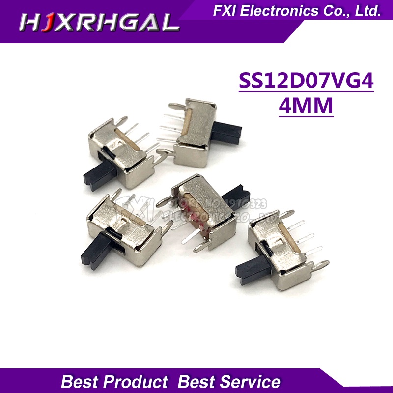 20pcs Toggle switch SS12D07VG4 small toggle switch with bracket 5PIN 2 file handle high 4mm integrated circuit