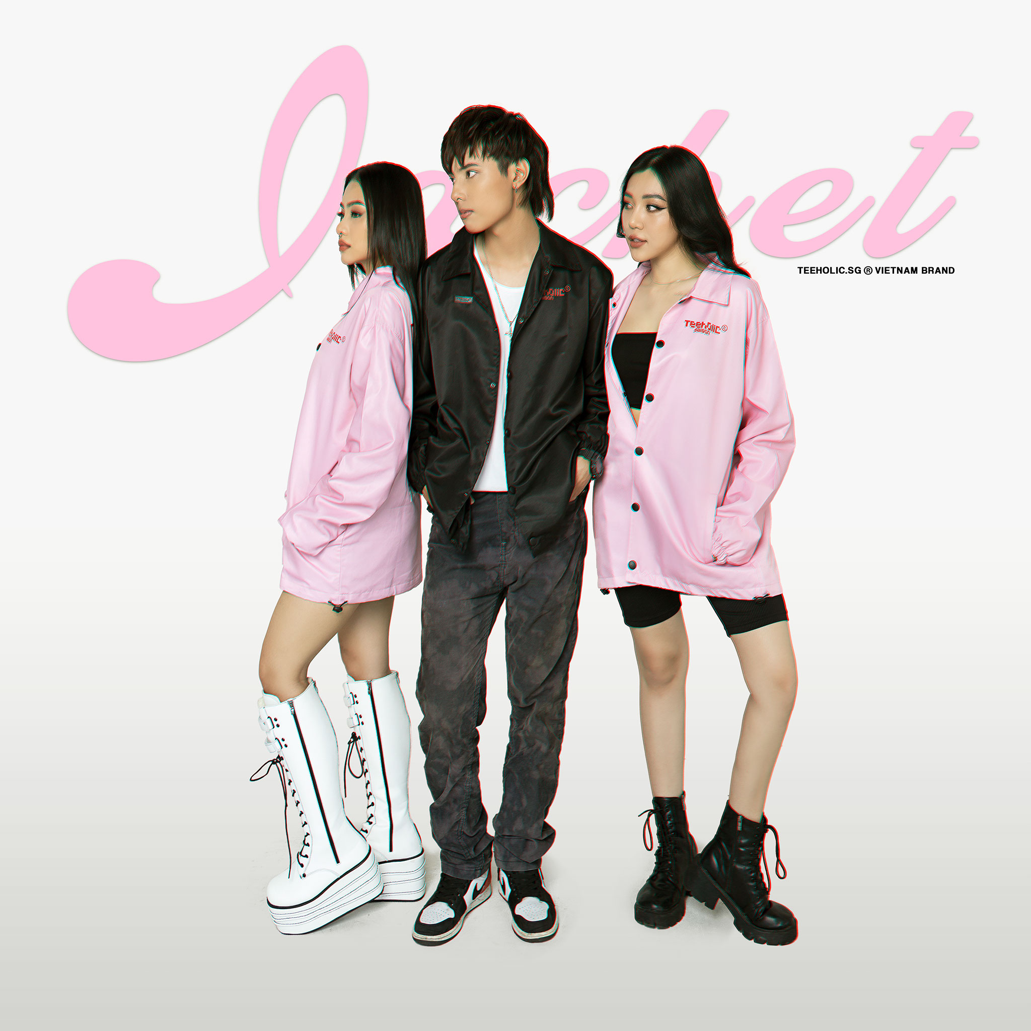 Áo Khoác Jacket TeeHolic Pixel Màu Hồng