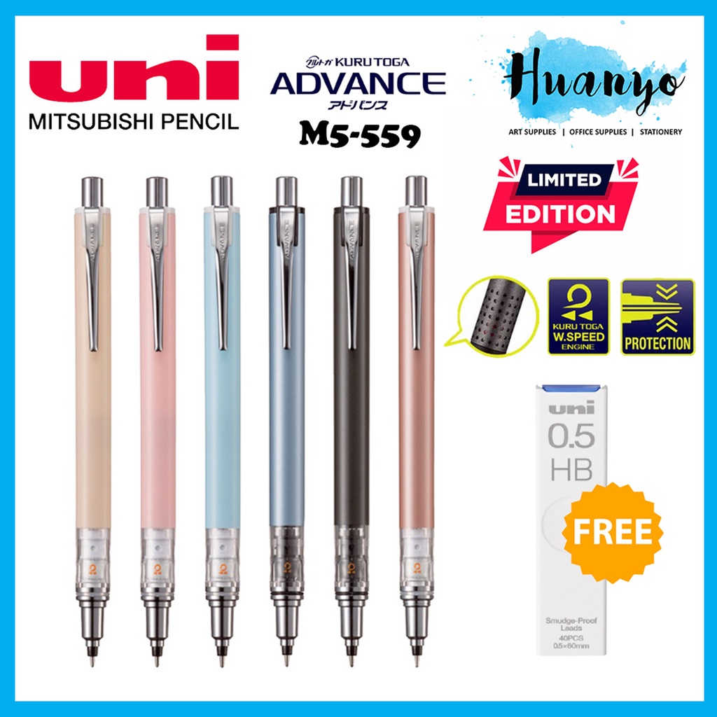 UNI Kuru Toga Limited Edition Advance Mechanical Pencil + Free Lead 0.5MM  HB, Pensil Mekanikal, 自动铅笔 M5-559