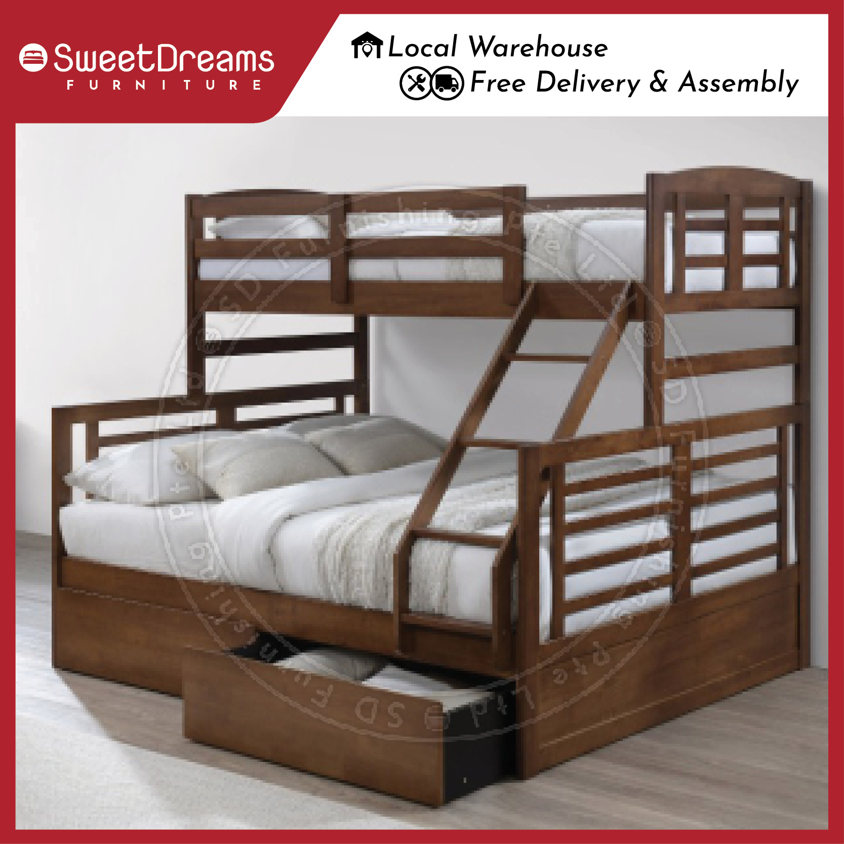 double single bunk bed with storage