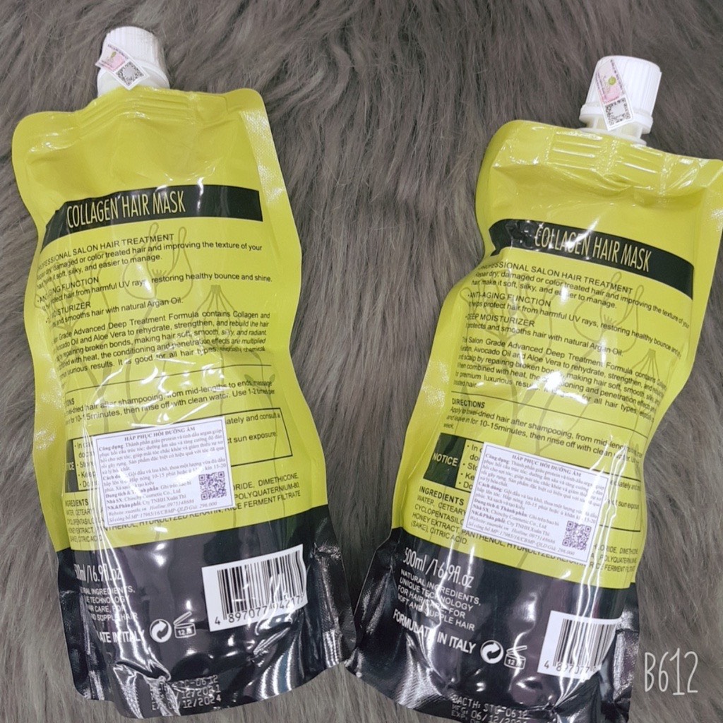 Hấp dầu Collagen Delofil Arganoil Protein siêu mượt 500ml (Túi)