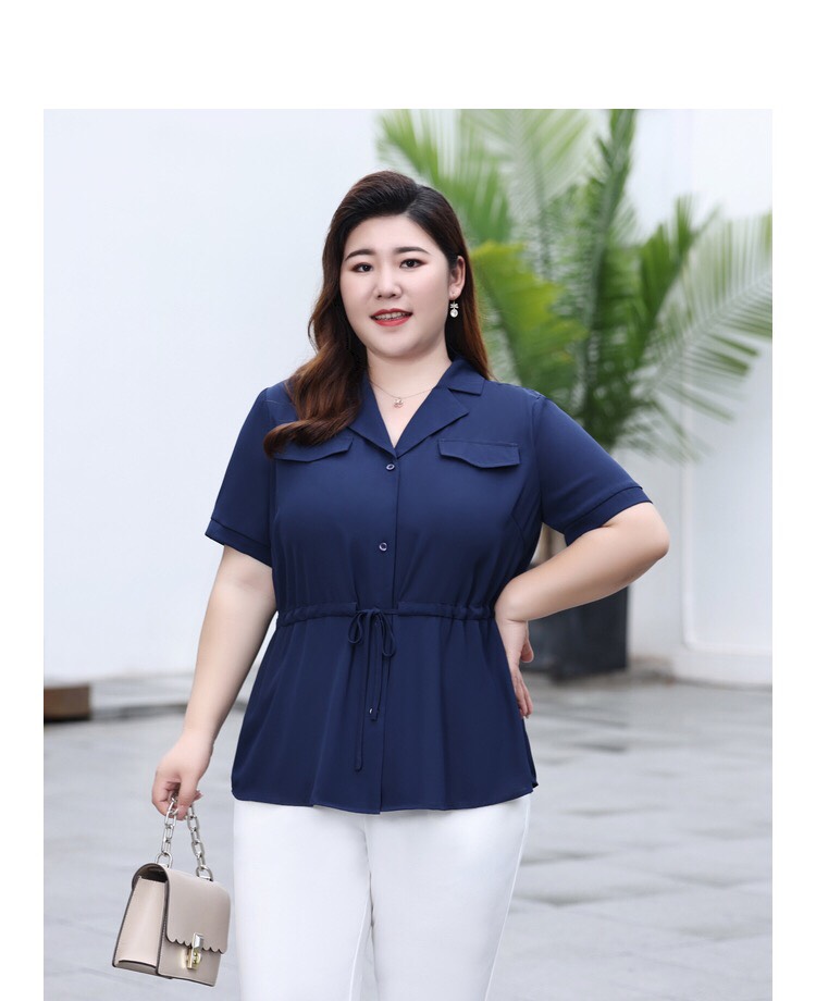 Áo sơ mi lụa rút eo bigsize - bsb622