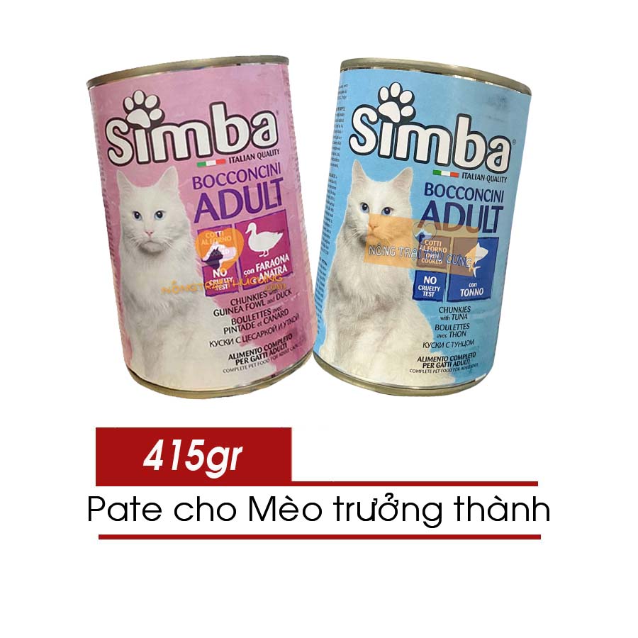 Pate Cho Mèo Mọi Lứa Tuổi SIMBA Lon 415g - Vị Vịt Cá Ngừ - Nông Trại Thú thumbnail