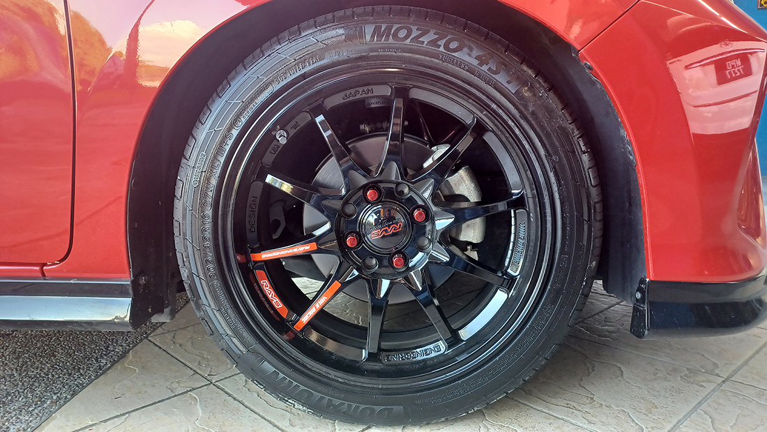 thumbnail image 2 of Volk Racing CE28 Club Racing II Black Edition Vinyl Sticker – Red Graphic, #R067 2 of 5