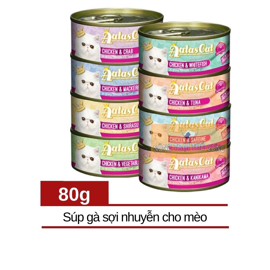 Pate AATAS Cho Mèo Mọi Lứa Tuổi (Súp Gà Mix) Creamy Chicken - Lon 80g - [Nông Trại Thú Cưng]