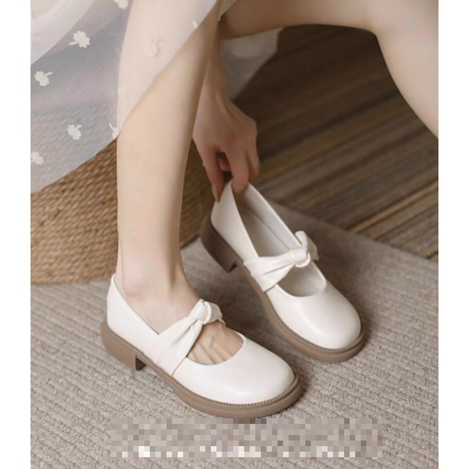 Giày búp bê lolita mysstore quai nơ ú da mềm êm chân bb-0210