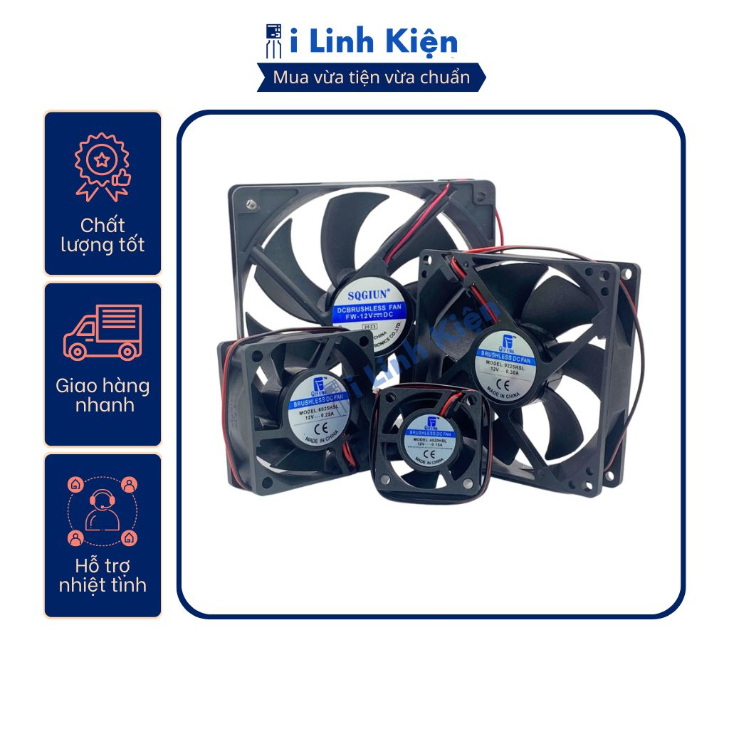 Quạt tản nhiệt 12V đầy đủ các kích thước