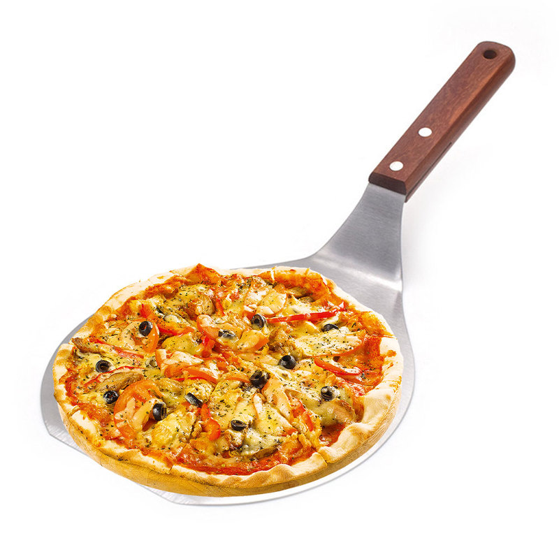 Stainless Steel Pizza Peel Shovel Metal Round Pizza Paddle with Wood Handle Metal Pizza Spatula 13.2x6.5inch Pizza Peel Pizza Paddle Stainless Steel Round Pizza Peel ILADA