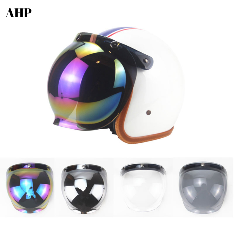 AHP Motorcycle Helmet Lens 3-button Retro Lens With Frame Bubble Shield
