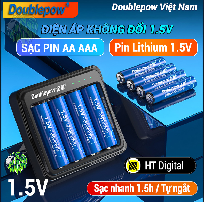 Pin Sạc AA AAA 1.5V Doublepow L155 Tự Ngắt, Mẩu mới 2022 thumbnail