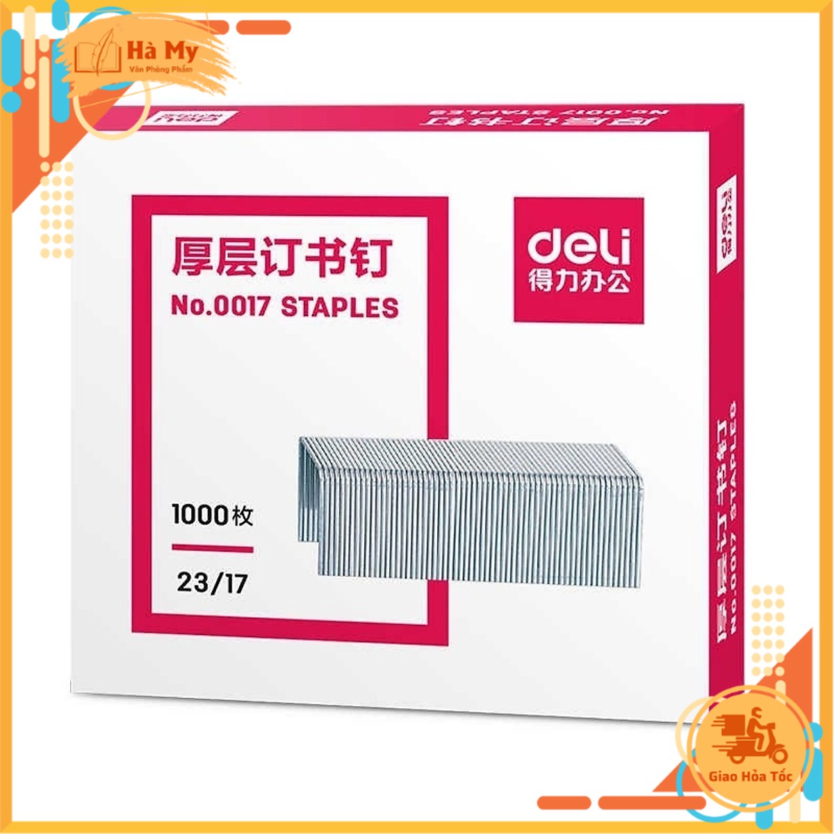 Kim Bấm Deli đầy đủ kích cỡ bấm được từ 60 tờ đến 210 tờ