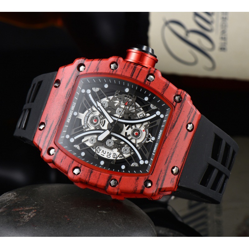⌚ 2024 Men's Rubber Band 3-Pin Second Quartz Running Ghost Head Richard Watch