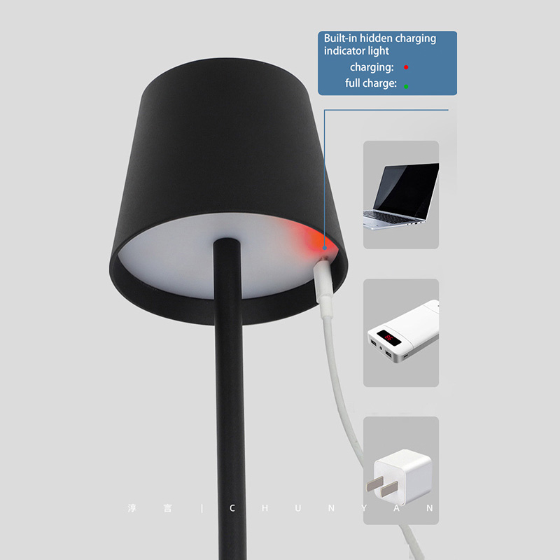 Table lamp LED Simple Modern Hardware Decoration Tall Table Lamp Bedroom Bedside Touch Switch USB Charging Night Light simple