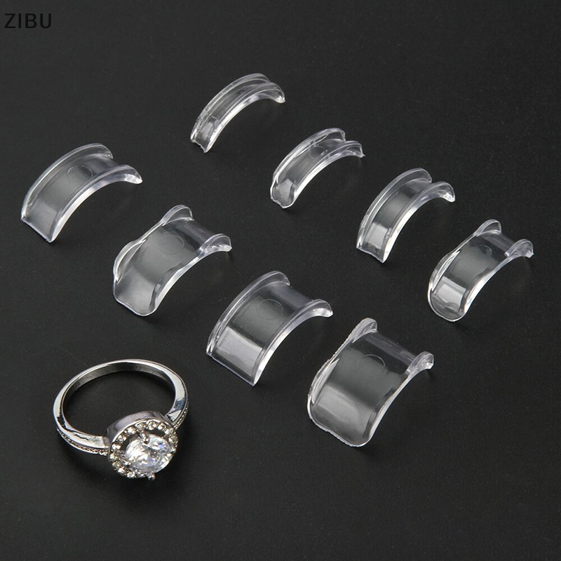 ZIBU 8 kích cỡ Silicone vô hình rõ ràng kích thước vòng điều chỉnh thắt chặt giảm công cụ đồ trang sức