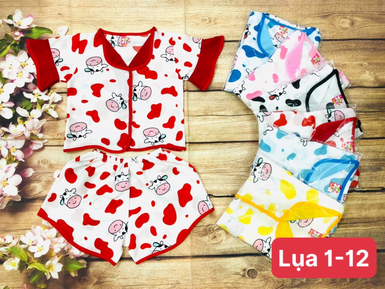 Bộ lụa tay ngắn gợn sóng bé
