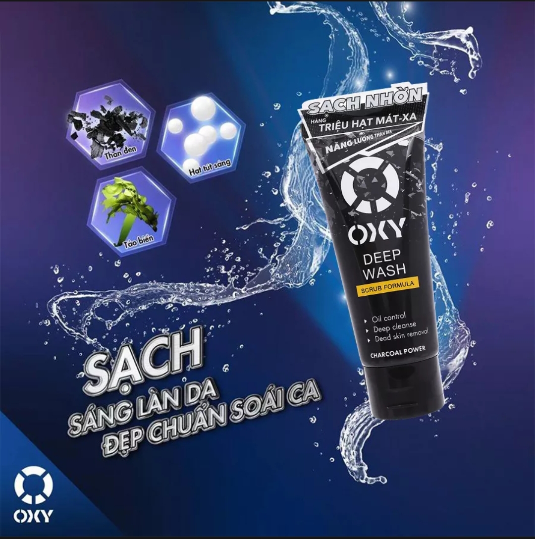 Sữa Rửa Mặt Tác Động Sâu Oxy Deep Wash (Có Hạt) 50g