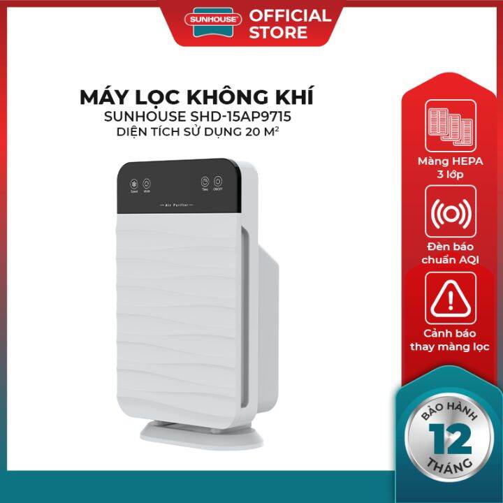 <FREESHIP> Máy Lọc Không Khí SUNHOUSE SHD-15AP9715, Công Nghệ Hiện Đại, Màn Hình Hiển Thị Nhiệt Độ Thực Tế, Hẹn Giờ Tiện Lợi, Lọc Thông Minh, Lọc Sạch Không Khí, Nhỏ Gọn, Di Chuyển Linh Hoạt Mọi Vị Trí Sinh Hoạt, LỖI 1 ĐỔI 1