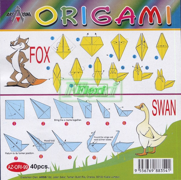 99 Origami Paper Assorted Colours c/w Folding Instructions for All 