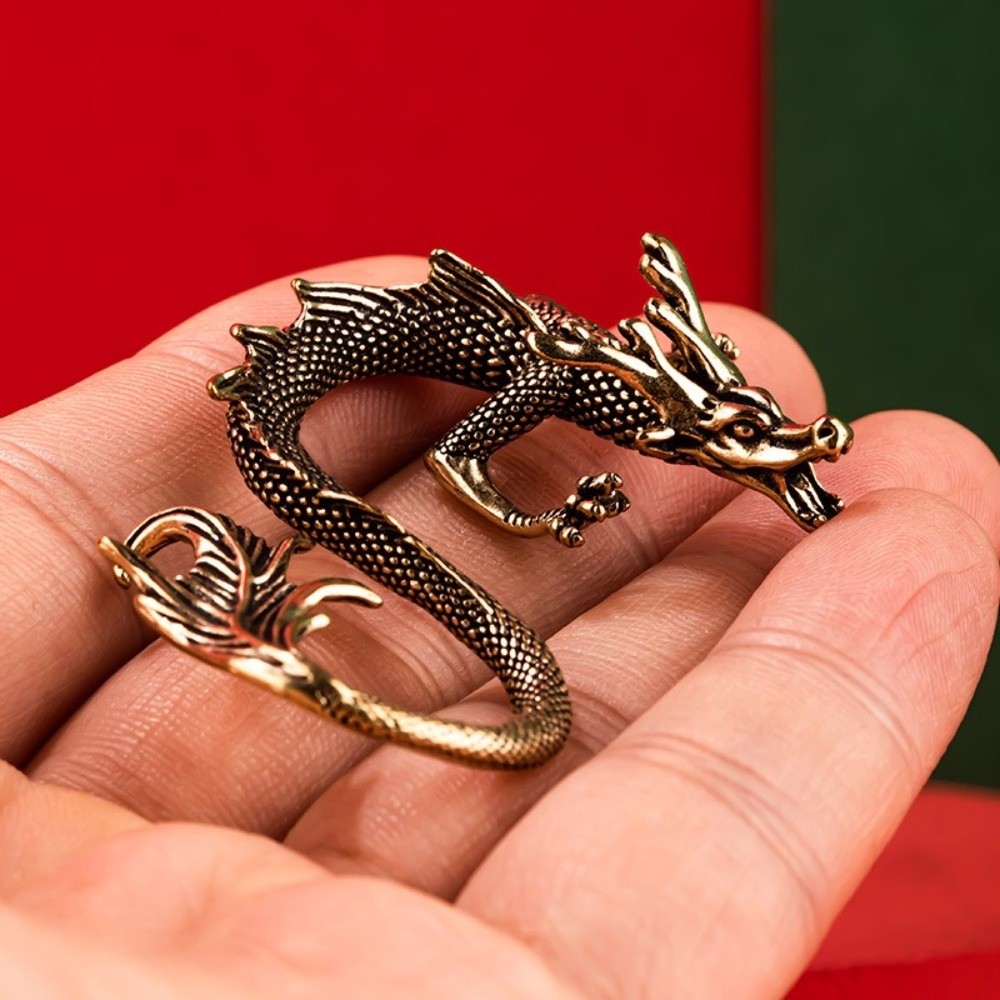 New Retro Brass Zodiac Dragon Small Statue Chinese Mythical Decorations ...