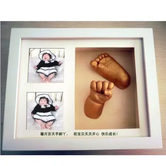 DIY Baby Hands and Feet 3D Casting Kit (White Frame) - Baby Arts with Frame / Photo Picture Frame / Accessories / Toy / Memory Souvenir Present Gift