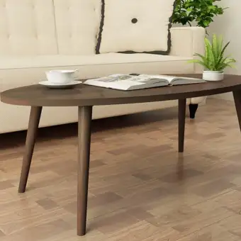 Japanese Style Oval Coffee Table Dark Walnut Lazada Singapore