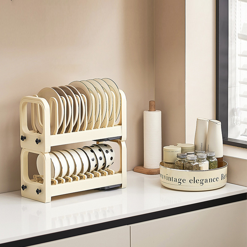 Bowl storage rack cabinet household multifunctional adjustable telescopic bowl rack kitchen table top pull drain bowl rack