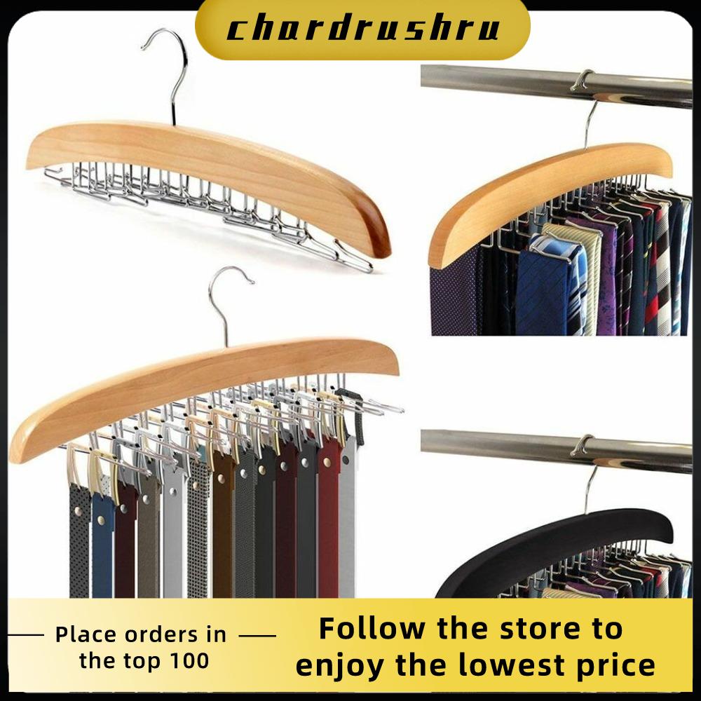CHARDRUSHRU Multi-Function Rack Organizer with 24 Hooks Save Much Space Necktie Tie Hanger Belt Holder