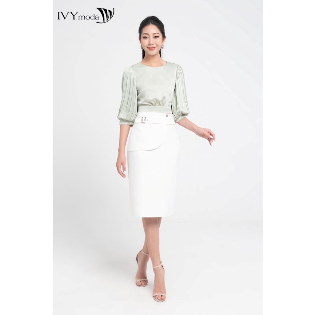 Áo lụa croptop eo cut-out IVY moda MS 16M7911