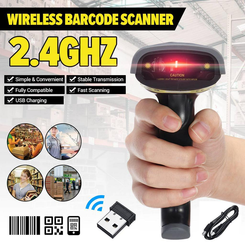 DC5V 2.4G Wireless Wired Barcode Scanner Handheld Scanning Bar Code Reader 80-150 Meters Wireless Transfer Distance 2 in 1
