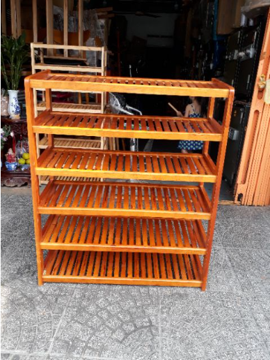Kệ giày dép 6 tầng rộng 80cm gỗ cao su - hàng lắp ráp