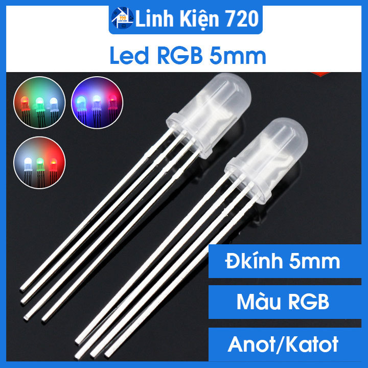 Led RGB đục phi 5mm trang trí, làm mạch