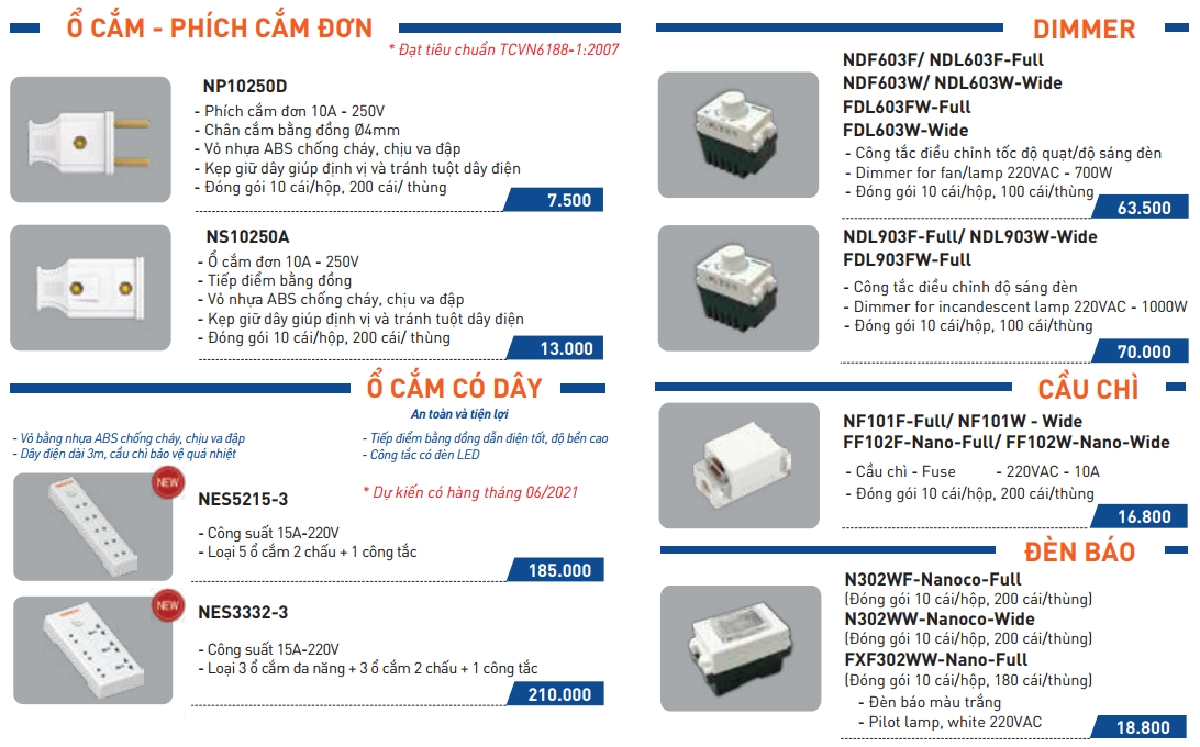 [HCM] Phích cắm đơn Nanoco NP10250D