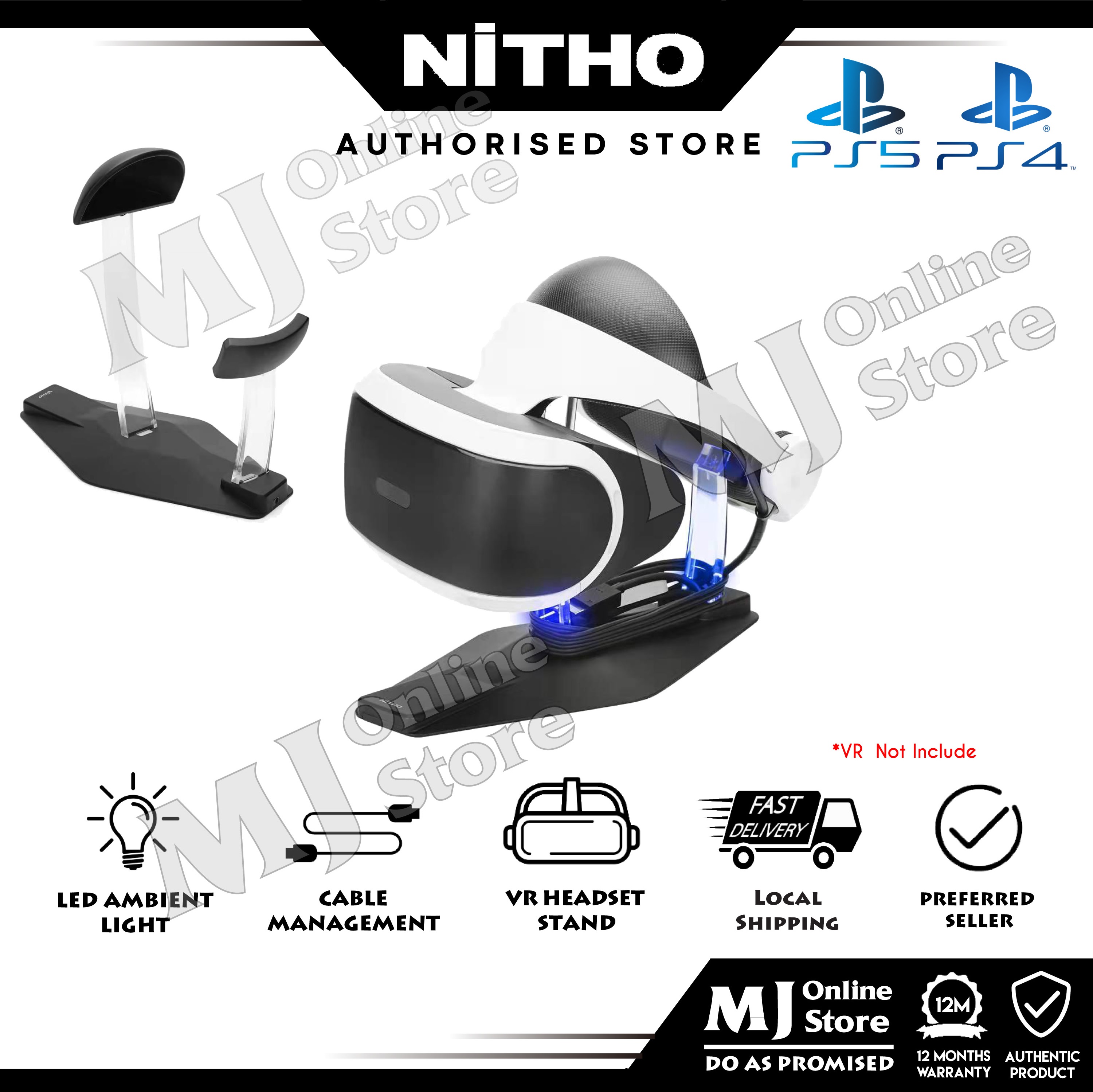 NiTHO PS VR STAND for PlayStation PSVR Headset Black Cable