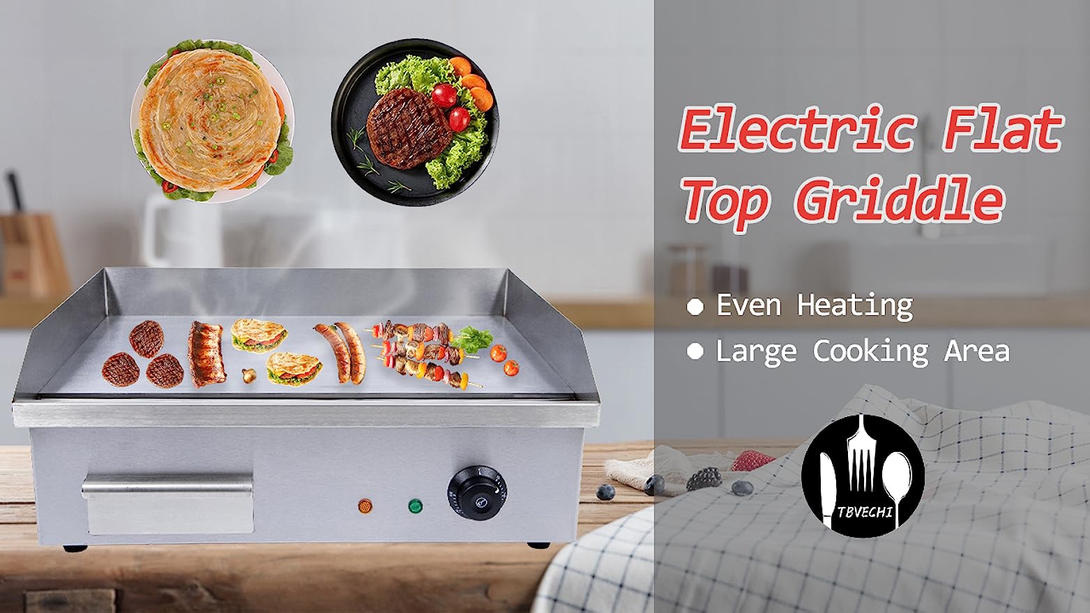 Teppanyaki, Electric Griddle Cooktop Countertop Commercial Flat Top Grill  Griddles BBQ Plate Grill Thermostatic Control Lazada