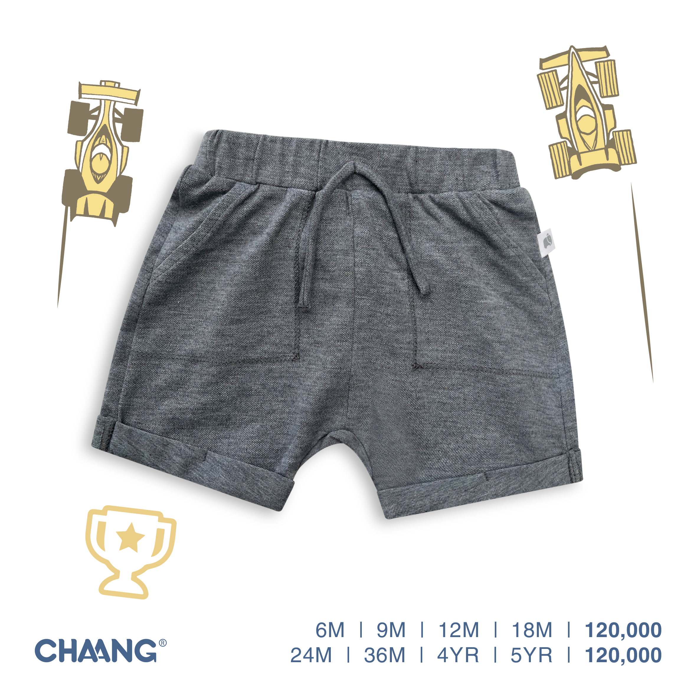 [CHAANG] Quần Short Cho Bé Active Ghi Chaang