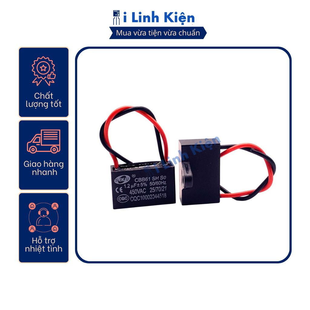 Tụ quạt 1.2uF dây CBB61 loại tốt
