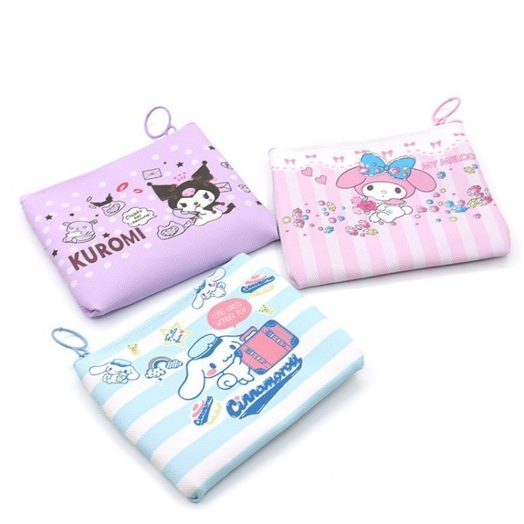 Sanrio Purse Cute Girl Wallet & Pencil Box Kawaii Creative Lady Zipper Cinnamoroll Kuromi Melody Wallets Kids Children Coin Pouch Purses & Pencil Case. 