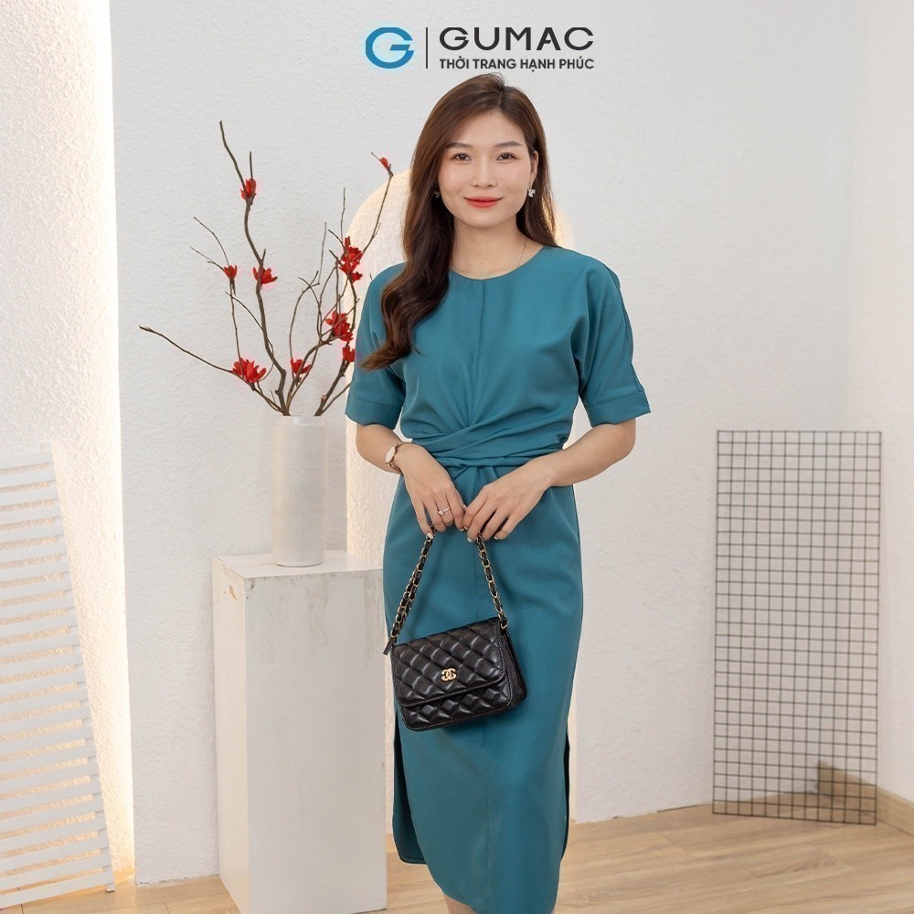 Đầm nữ xoắn eo cột nơ thời trang GUMAC DD03031