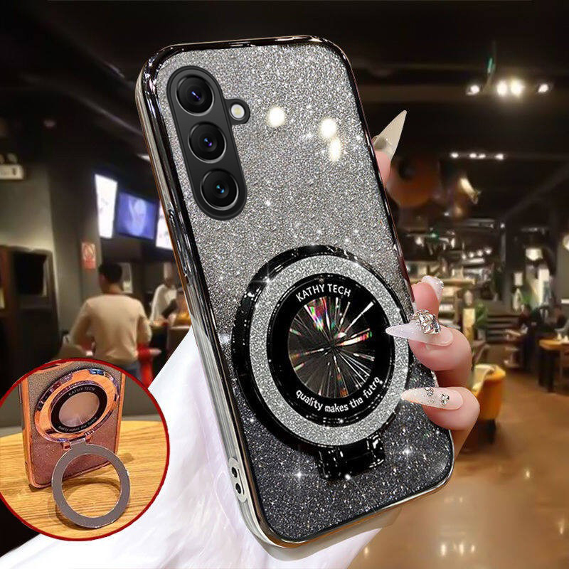 Phone cover Galaxy A16 A06 Back case Fashionable Frosted Silicone Soft Clear Dustproof Bracket Adsorb Holder for Samsung Galaxy A06 A16 Phone cases.