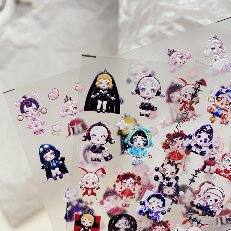 Sticker Lụa Nổi 5D | Hoạt Hình Đáng Yêu | Hình Dán Móng Tay 5D-
